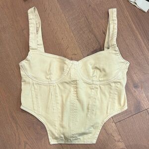 ZARA Green Denim Corset Top